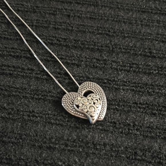 Retired Brighton Silver Heart Filigree Necklace - Picture 2 of 4